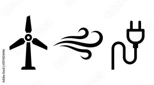 Wind turbine generating electricity to power plug