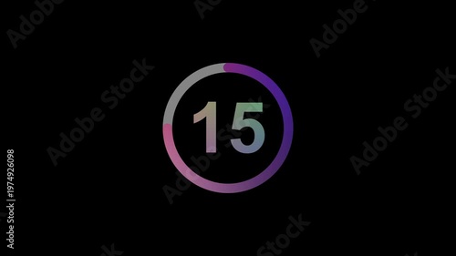Minimalist 20 second countdown timer with circular loading progress bar isolated on white background for presentation and social media.4k loop