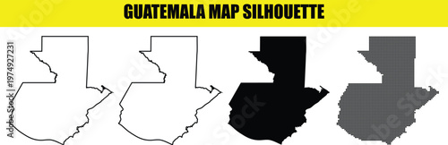 Guatemala map silhouette isolated on transparent background outline and dot filled vector illustration.