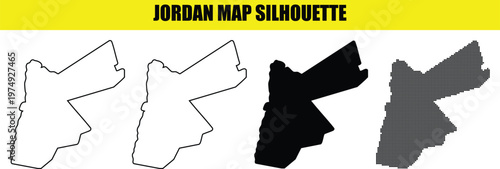 Jordan map outline silhouette icon vector illustration isolated on white background for your design.