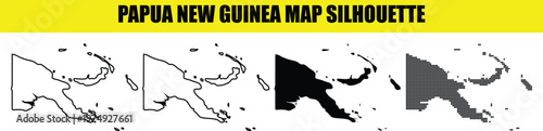 Papua new guinea map outline silhouette icon vector illustration isolated on white background.