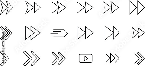 Black flat vector arrow icon set with various directions and styles, isolated on a white background.