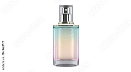 Elegant glass perfume bottle with gradient fill fragrance isolated on a transparent background