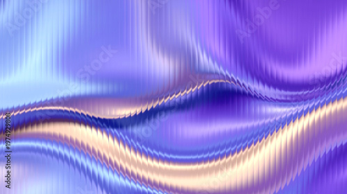 Bilde på lerret A vibrant abstract artwork featuring wavy purple and blue lines