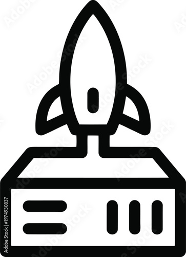 Rocket launchpad icon a simple illustration of space exploration and technology