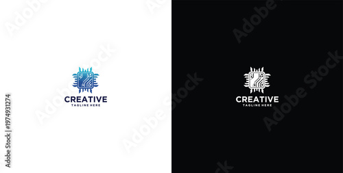 Modern technology solution logo design