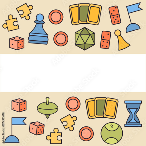 Vector background of board game elements with text frame template