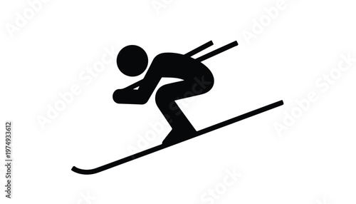 Black silhouette of a skier in motion