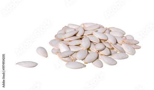  Pumpkin Seeds isolated.  Pile of Unpeeled pumpkin seeds.