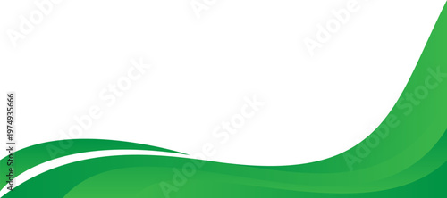 Modern green banner background with dynamic wave shapes. Graphic design banner pattern background template