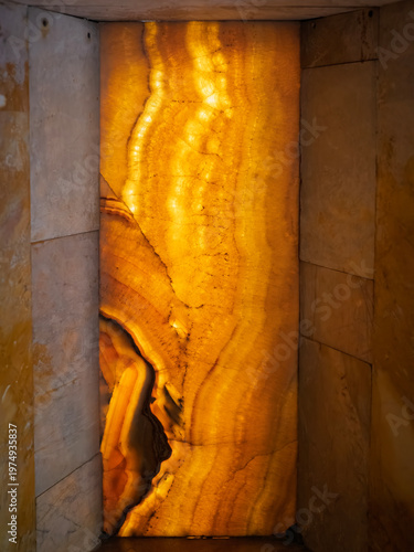 Architectural detail of an antique alabaster stone sheet. 