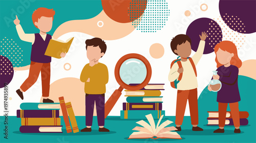 Children's education concept with diverse learning activities and discovery