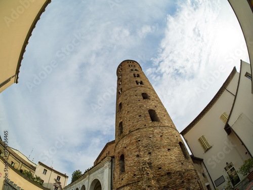 Exterior of the Church of Saint Apollinare Nuovo in Ravenna, Italy. Built in the 6th century, it houses beautiful byzantine mosaics of the 5th and 6th centuries.