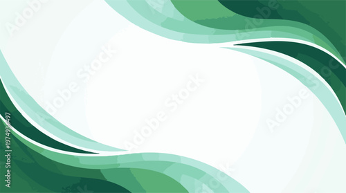 Modern abstract background with flowing green and teal wave shapes