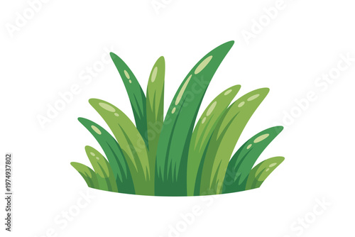A vibrant cluster of stylized green grass blades creates a naturalistic element ideal for various design projects on transparent background.
