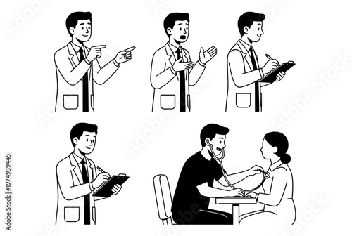 Waiter taking order from customer at restaurant table with menu