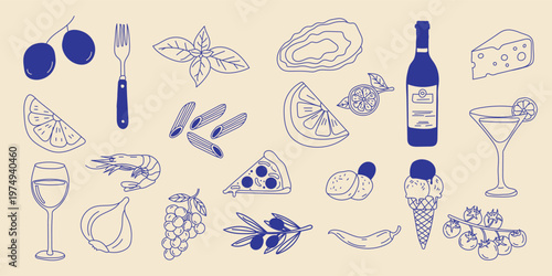 Hand Drawn Food Doodle Seamless Pattern Snack Illustration Vector
