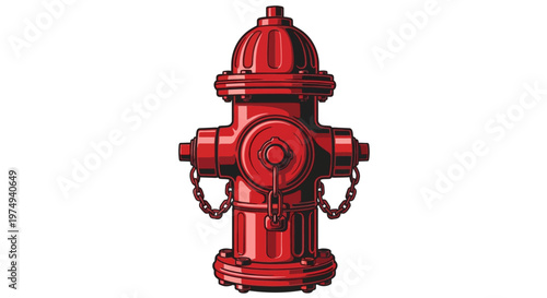 A bright red fire hydrant stands ready for duty, symbolizing safety and emergency preparedness in urban environments
