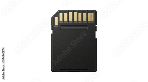 Back view of black SD memory card