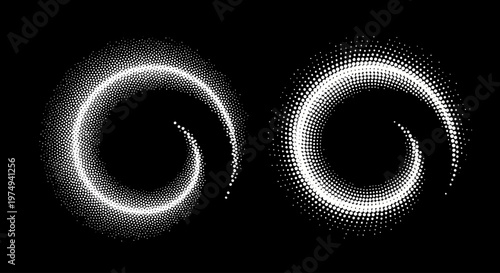 Cosmic Swirls A Dazzling Display of Glowing Spiral Halos on a Dark Background