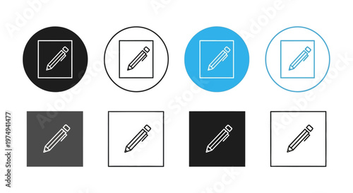 Collection of Modern Pen and Pencil Line Icons Set for Creative Editing and Writing Tools, Vector Graphic Symbols for User Interface Design and Content Creation