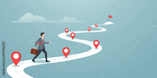 Abstract Road Map Navigation with Location Pins Travel Concept Vector