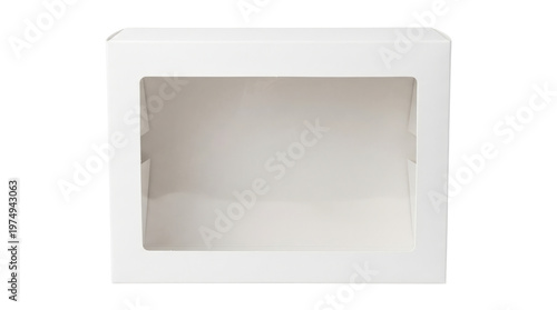 Fotografía Blank white rectangular gift box with transparent window