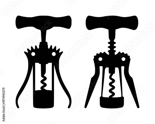 Black Silhouette Wing Corkscrews for Wine Bottle Opening White Background opener