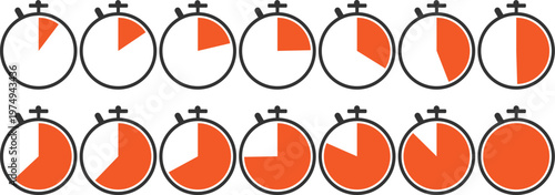 Set of Timer and Stopwatch Icons Vector Illustration