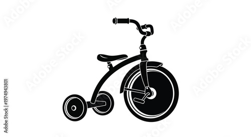 Vintage tricycle illustration in black and white a charming childhood memory silhouette