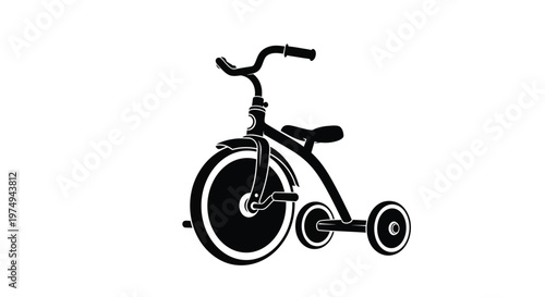 Classic tricycle illustration in a bold black design silhouette high quality