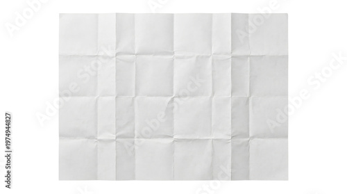 Tableau sur toile Flat lay of white folded paper sheet with creases