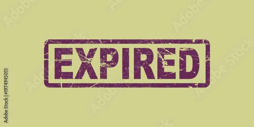 Expired Stamp with Distressed Texture on Yellow Background