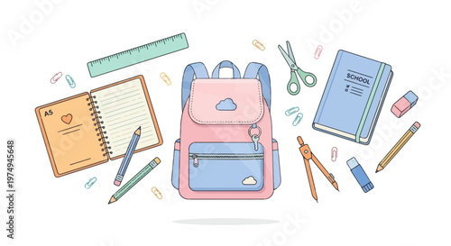 Minimal Pastel School Stationery Bundle with Floating Layout