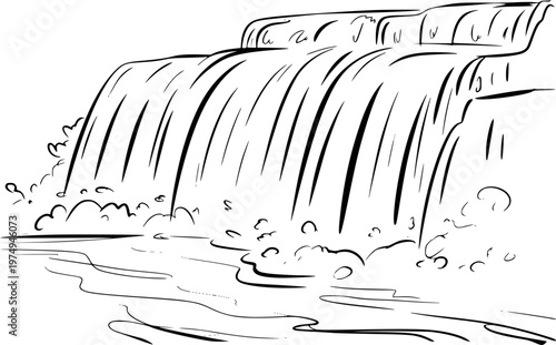 Simple Line Waterfall with Cascading Water and Pool cascade nature