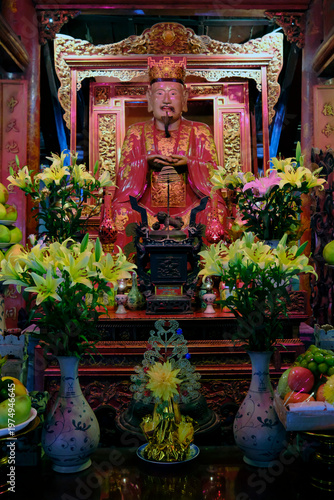 Temple of literature. Confucius was a Chinese philosopher and teacher whose ethical teachings founded Confucianism.  Hanoi. Vietnam.