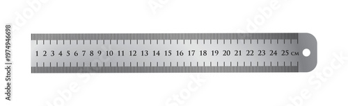 Stainless steel ruler illustration for measuring drafting engineering and precision design concept suitable for technical drawing and education use