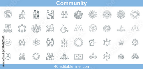 set of community editable line icons