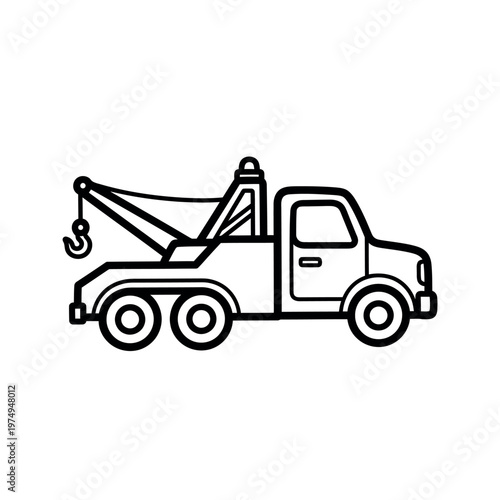 Simple black and white line drawing of a tow truck