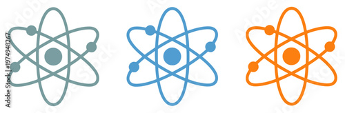 atom icon set science technology