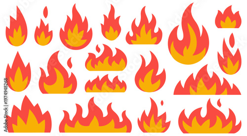 fire icon set bonfire torch flames