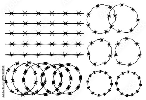 barbed wire security fence doodle vector design