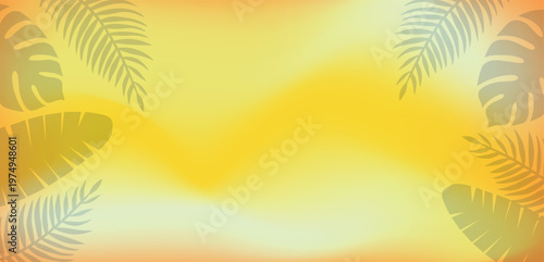 Vibrant summer abstract gradient background with tropical palm leaves creating a fresh and exotic atmosphere perfect for design and advertising purposes,summer Banner design