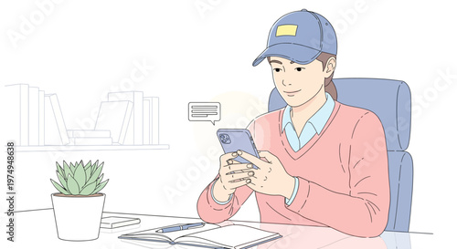 Man wearing pink sweater and cap.