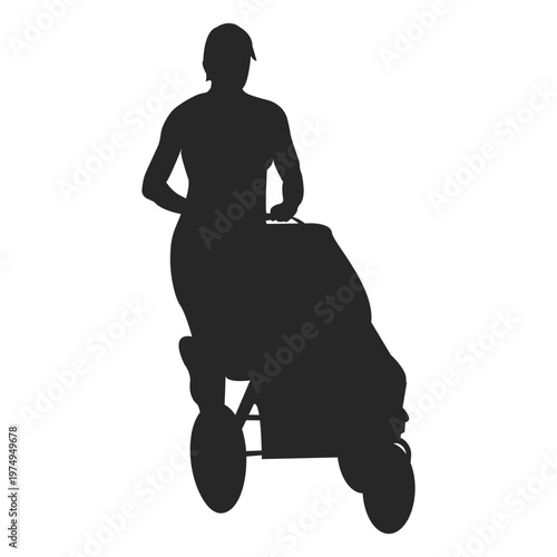 Mom pushing baby carriage
