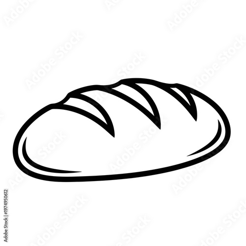 Simple black and white illustration of a loaf of bread