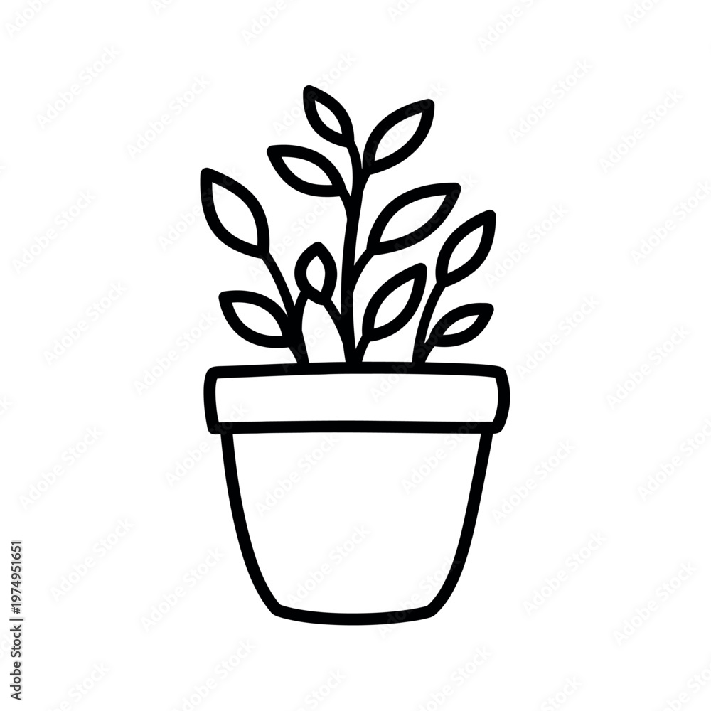Obraz premium Simple line drawing of a potted plant