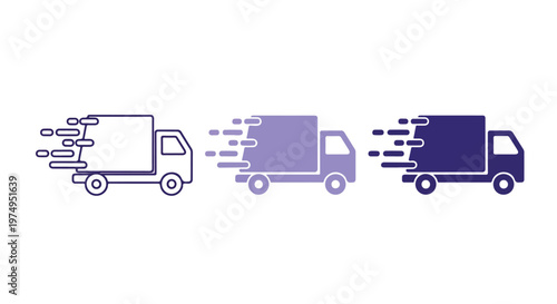 Delivery trucks speeding in motion with dynamic speed lines, logistics and transportation concept