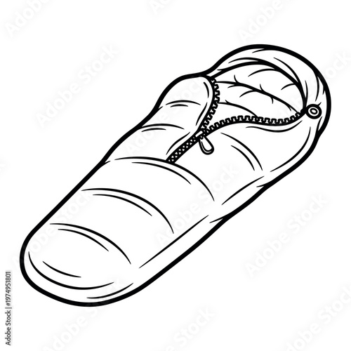 Sketch of a sleeping bag outdoor gear for camping and backpacking adventures