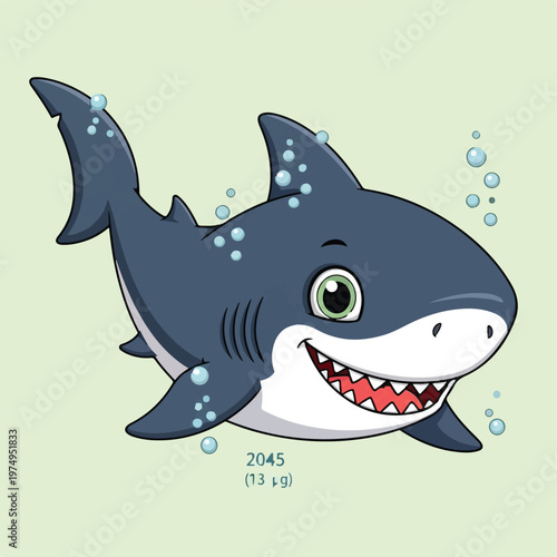 Cartoon Shark Underwater Bubbles Commercial Art